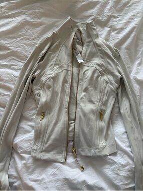 lululemon athletica Cream Short Zip Jacket with Gold Hardware